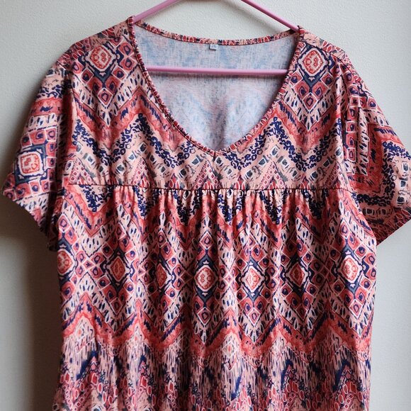 Amazon Aztec Zig-Zag Style V-Neck Shortsleeve Jersey Size 2XL - Picture 5 of 14